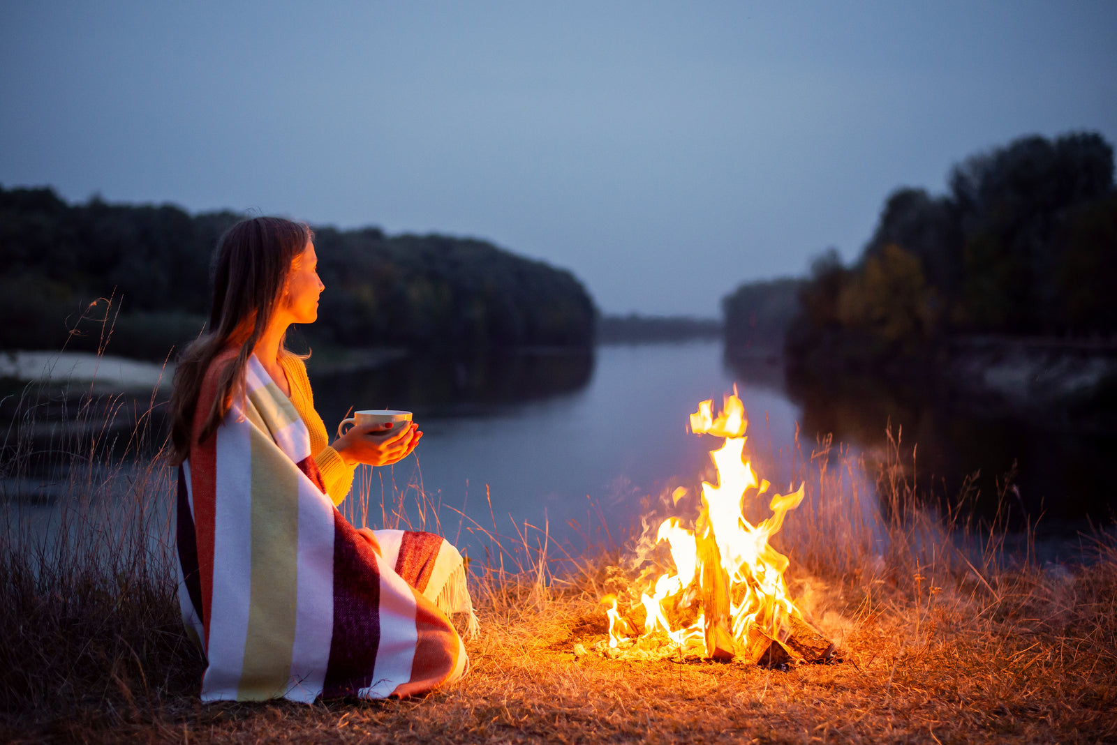 woman imbolc fire