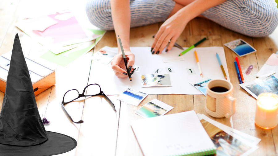 photo of woman creating a vision board