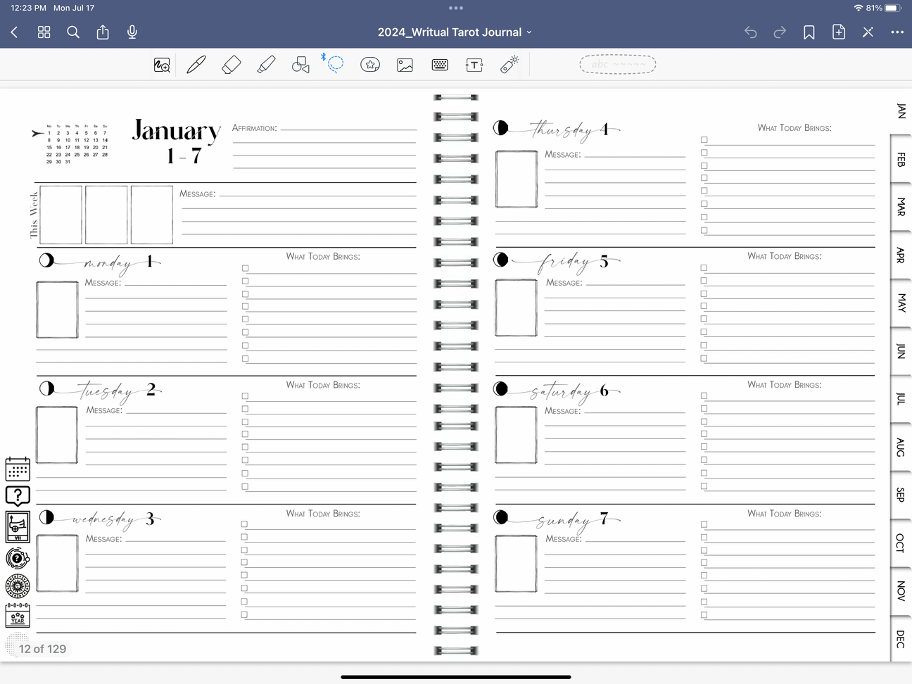 2024 Writual Tarot Planner Digital Writual Planner